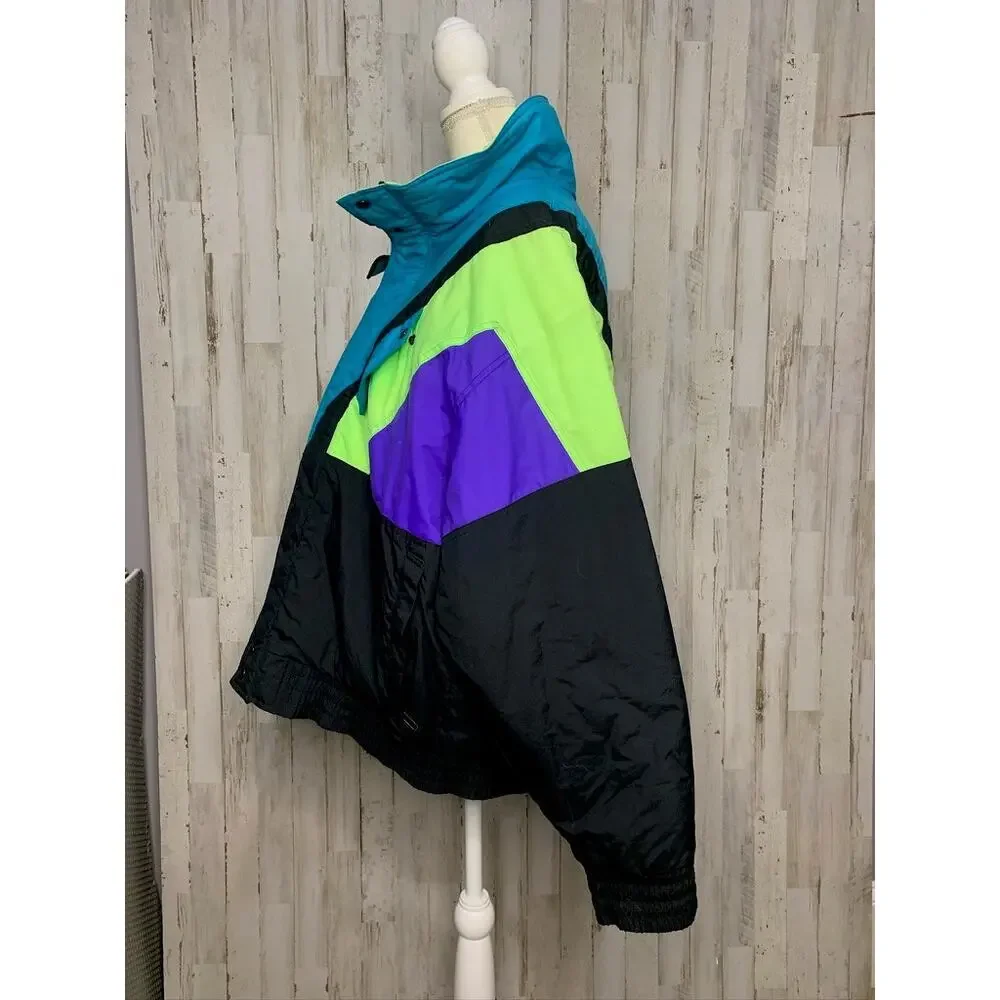 Vintage Inside Edge Unisex Windbreaker Jacket Multicolor Size Medium Retro 80s‎